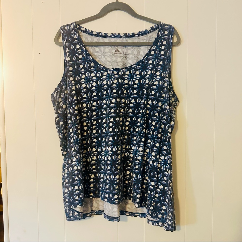 Woman Within Plus Size Blue Tank Top 1X